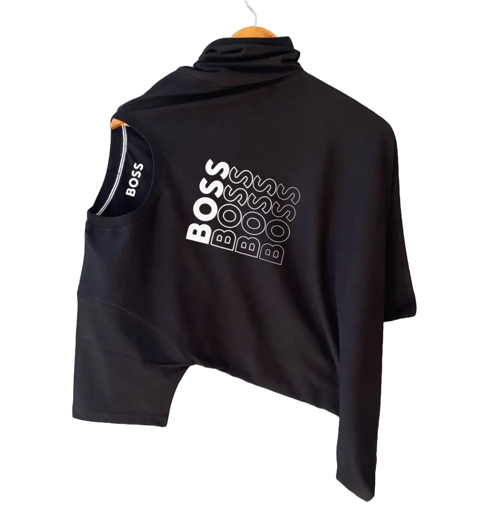 black hugo boss half sleeves t-shirt