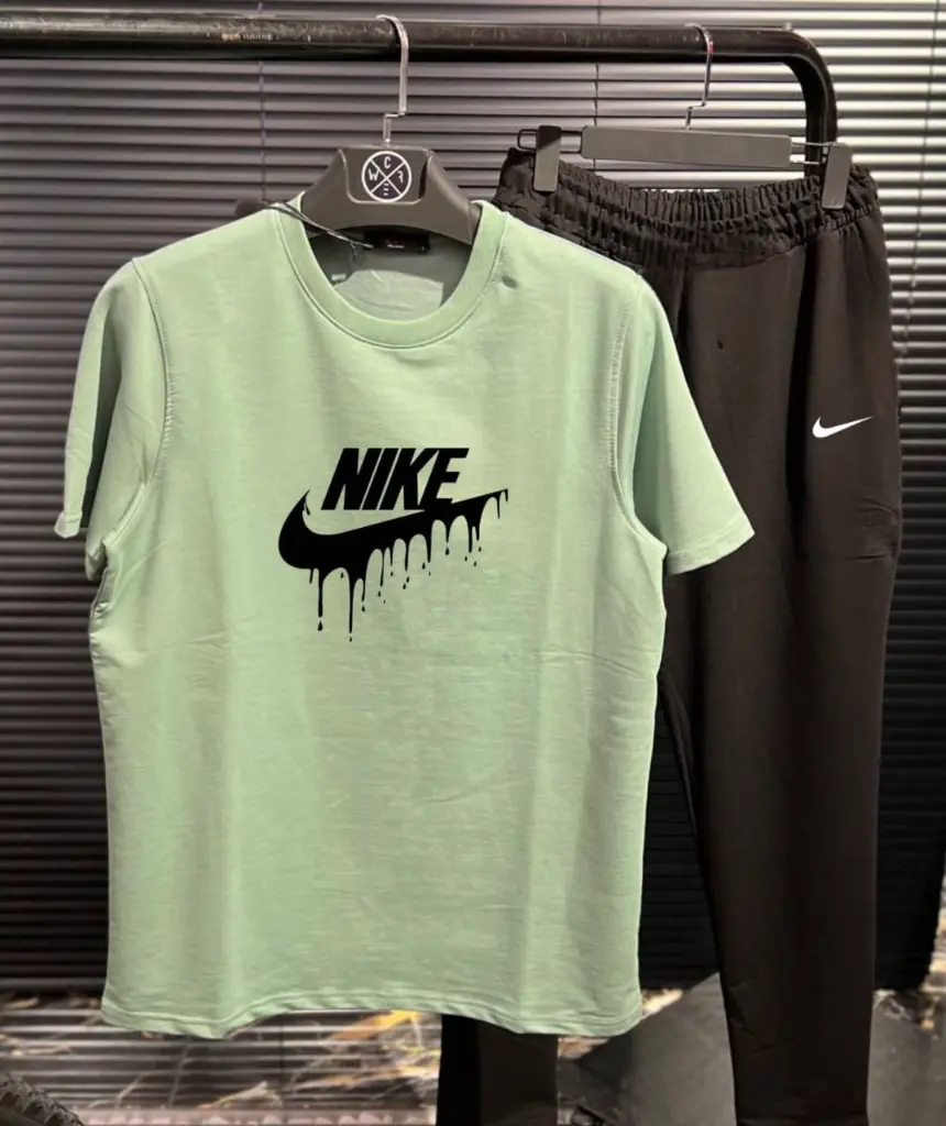 nike combo green t-shirt and black lowers
